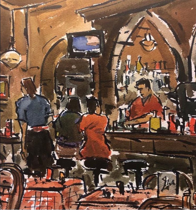 33 Tom Henderson Joe's Café 9,5x9,5 watercolor 750