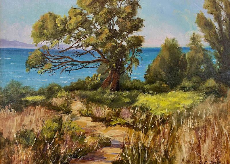 60 Carol Zepke Eucalyptus Tree on the Bluffs oil 650