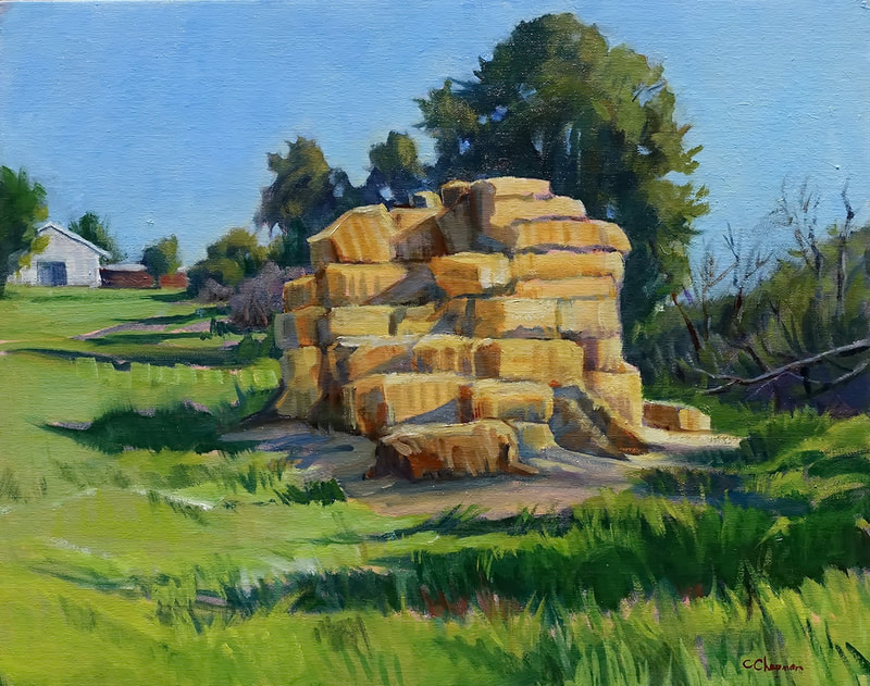 08 Chris Chapman Hay Bales by the Creek oil 1800