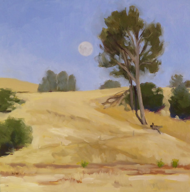 39 Nina Warner Early Moonrise, Sedgwick Ranch oil  600